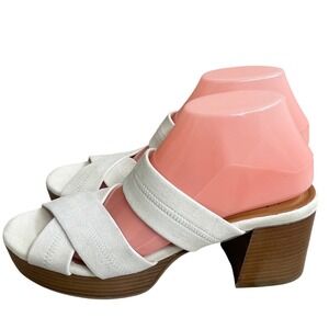 Aquatalia beige  Suede Platform Wedge Slide Sandals Women's Size 9.5 used once